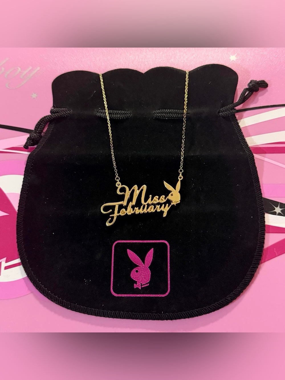 Playboy miss February gold necklace NWOT
